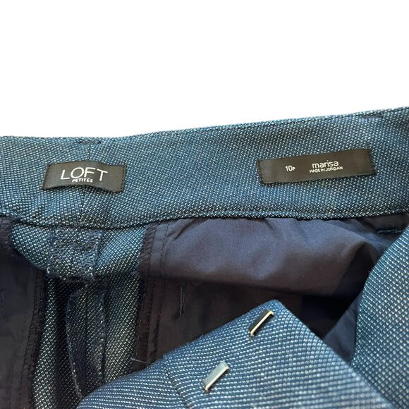 Women's Ann Taylor Loft Blue Marisa Belted Trouser Pants Size 10P - Picture 3 of 4